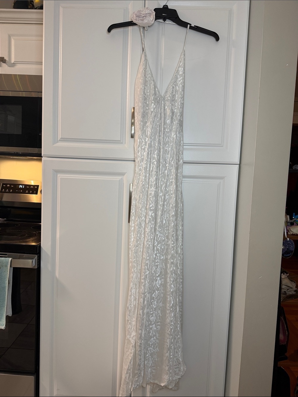 White Lace V‑Neck Slip Dress with Spaghetti Straps